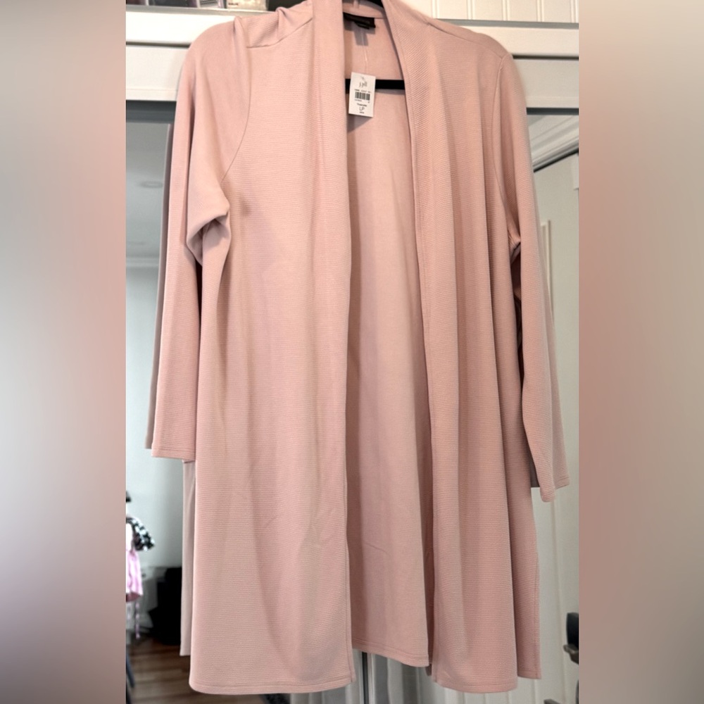 J. Jill Pink Ribbed Open Cardigan